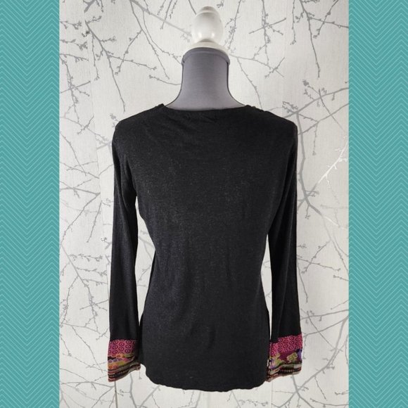 R Derhy Wool Blend Bohemian Ethnic Square Neck Embroidered Top - Picture 5 of 6